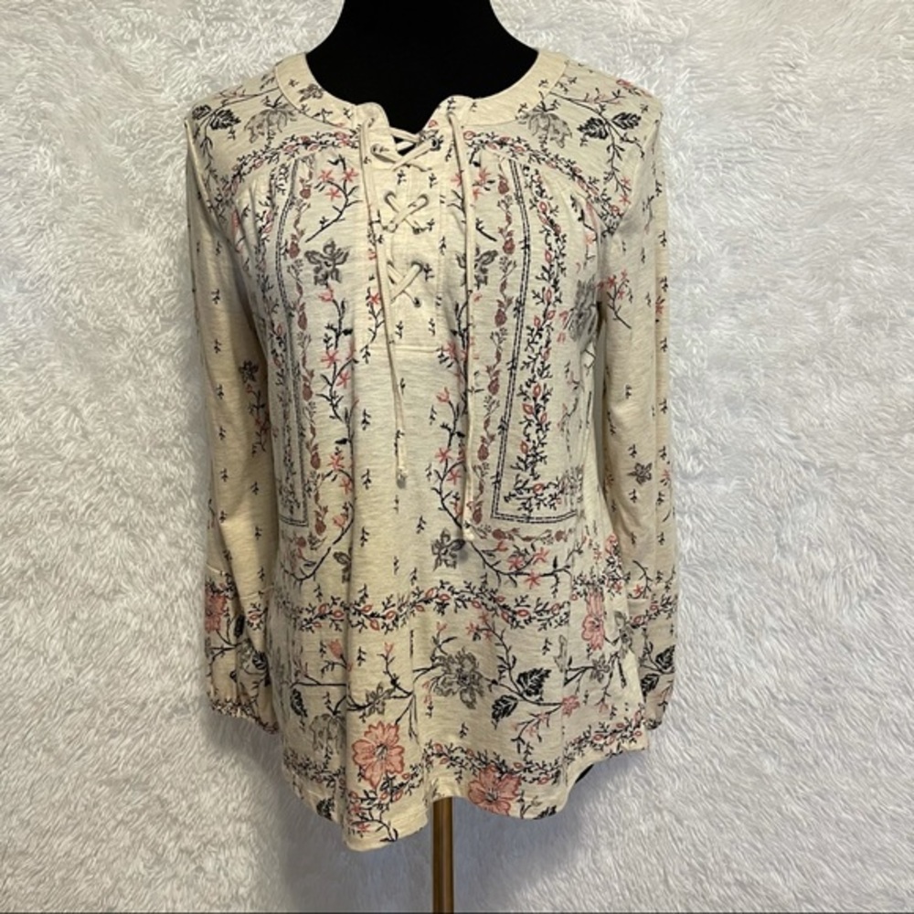 Style & Co Women’s Long Sleeve Lace-Up Floral Print Shirt